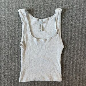 SKIMS Light Gray Cotton Ribbed Tank Top